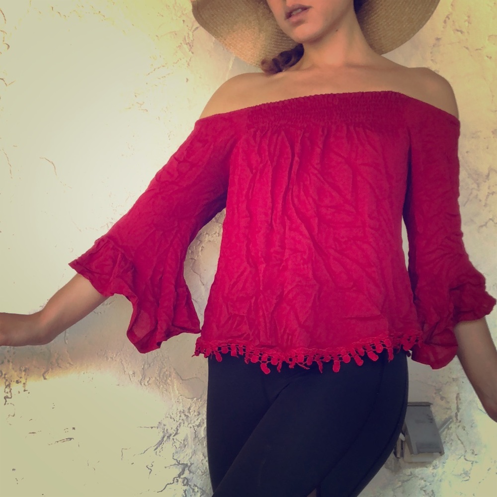 Red peasant blouse
